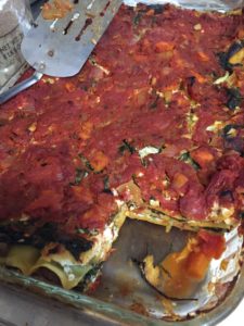spinach & mushroom lasagna with pesto